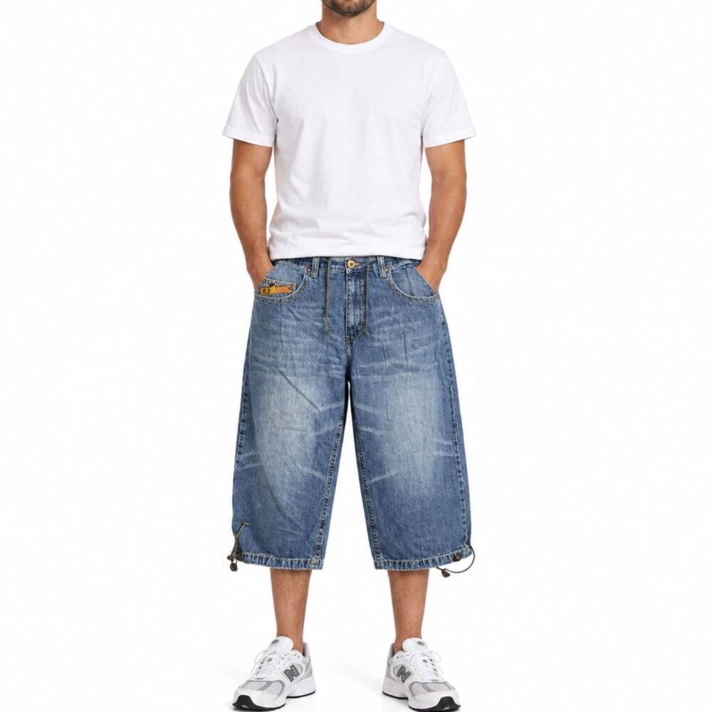 Request Jeans Men’s Eagle Embroidered Denim Shorts | Size 40